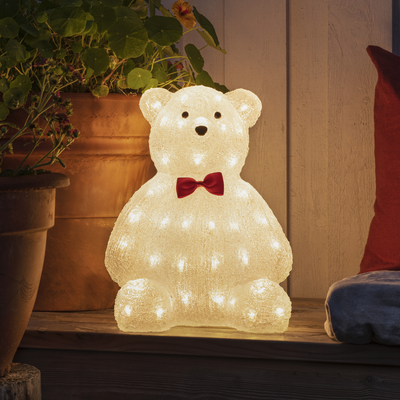 Bamse med sløyfe i akryl - 38 cm-Julebelysning dekor og pynt ute-Konstsmide-6246-103-Lightup.no