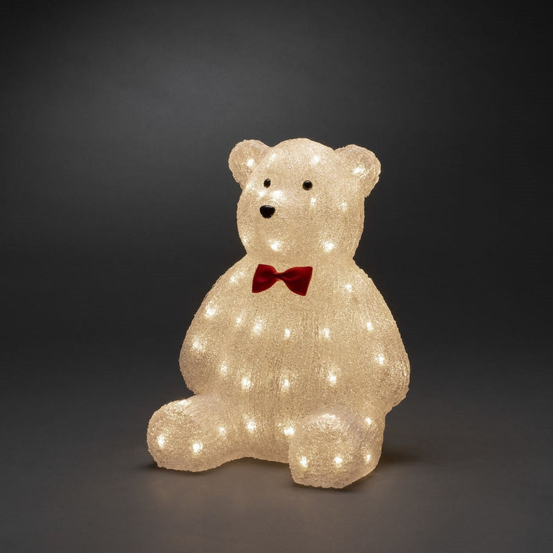 Bamse med sløyfe i akryl - 38 cm-Julebelysning dekor og pynt ute-Konstsmide-6246-103-Lightup.no
