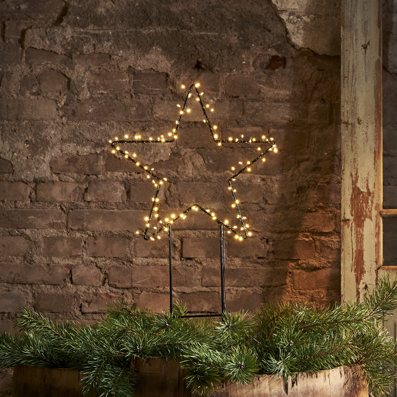 Barlum Stjerne utendørsdekorasjon 80 cm 100 LED varmhvit IP44 - Svart-Julebelysning dekor og pynt ute-Star Trading-475-15-Lightup.no