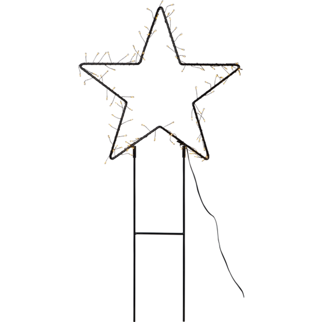 Barlum Stjerne utendørsdekorasjon 80 cm 100 LED varmhvit IP44 - Svart-Julebelysning dekor og pynt ute-Star Trading-475-15-Lightup.no