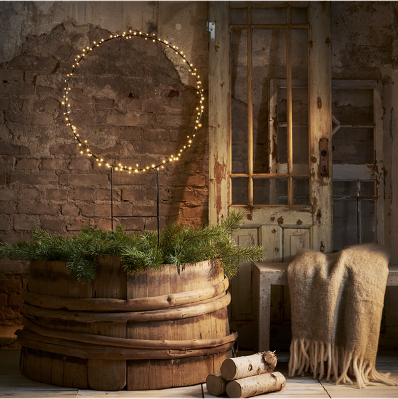 Barlum ring utendørsdekorasjon 120 cm 120 LED varmhvit IP44 - Svart-Utebelysning Hagebelysning-Star Trading-475-18-Lightup.no