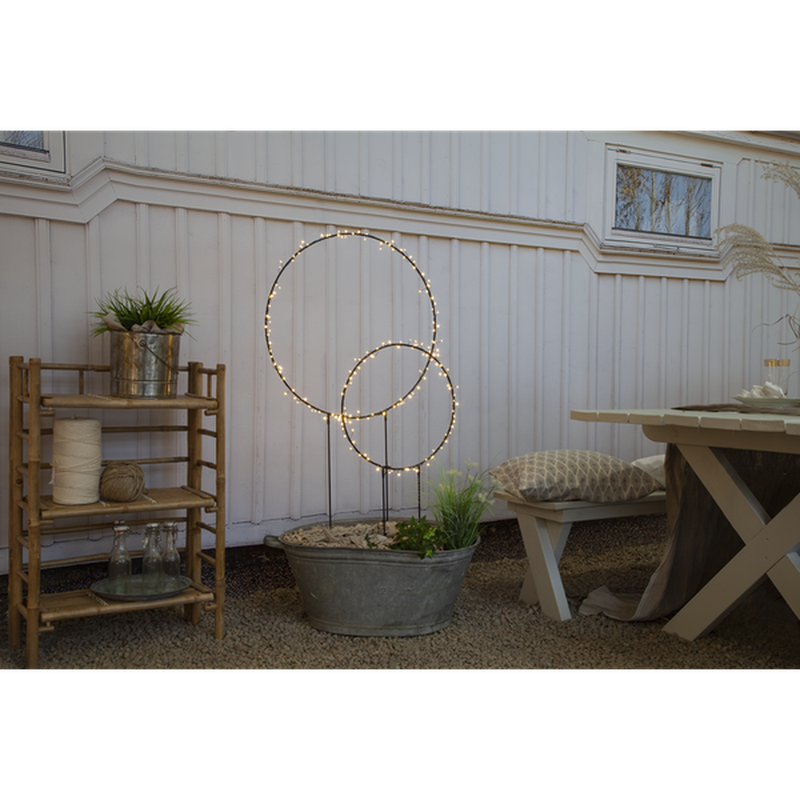 Barlum ring utendørsdekorasjon 120 cm 120 LED varmhvit IP44 - Svart-Utebelysning Hagebelysning-Star Trading-475-18-Lightup.no