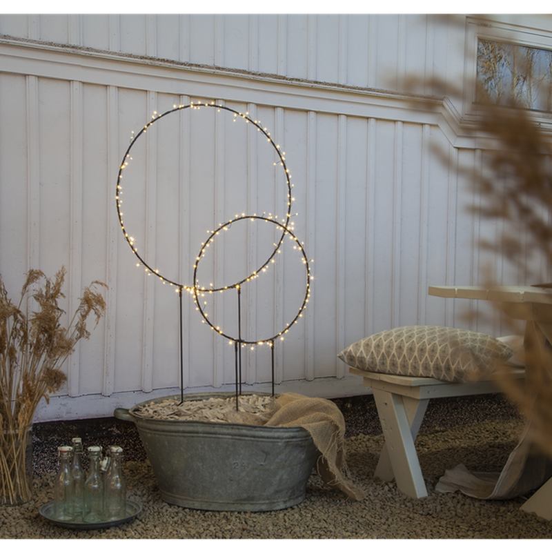 Barlum ring utendørsdekorasjon 120 cm 120 LED varmhvit IP44 - Svart-Utebelysning Hagebelysning-Star Trading-475-18-Lightup.no