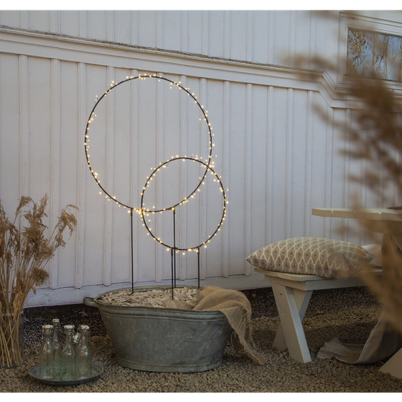 Barlum ring utendørsdekorasjon 84 cm 80 LED varmhvit IP44 - Svart-Julebelysning dekor og pynt ute-Star Trading-475-17-Lightup.no