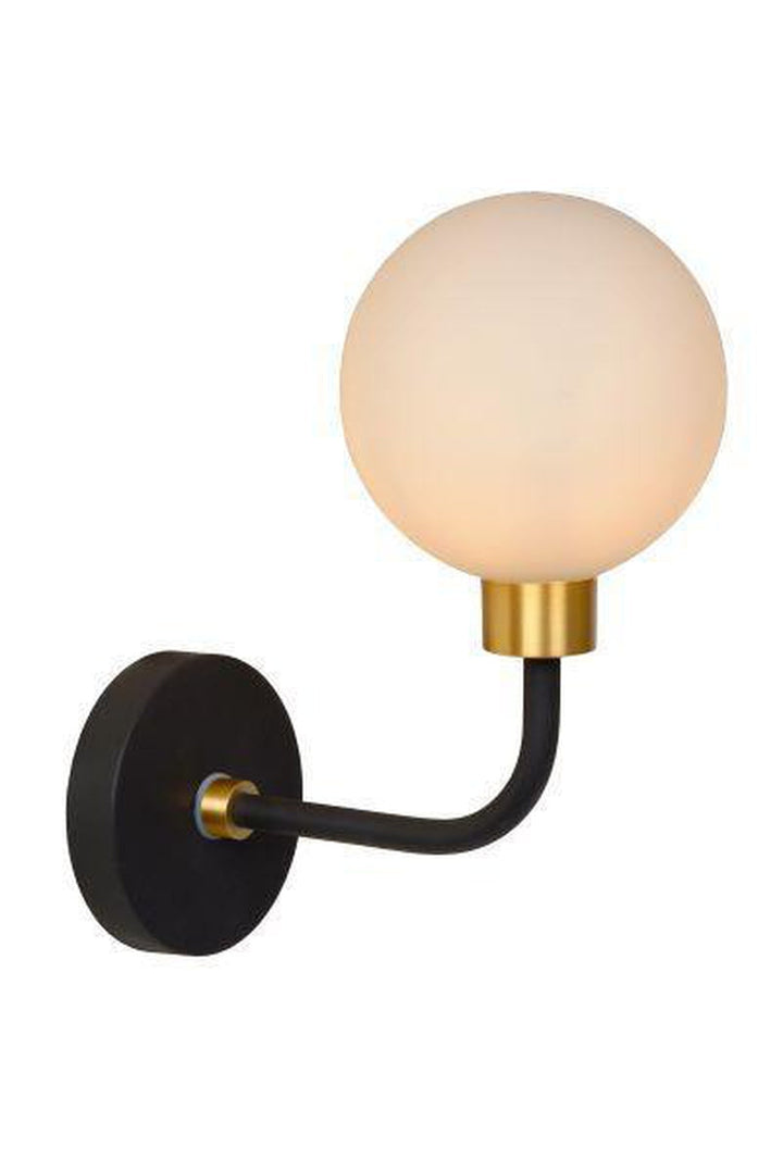 Berend vegglampe IP44 - Svart/Opal-Vegglamper-Lucide-LC30265/01/30-Lightup.no