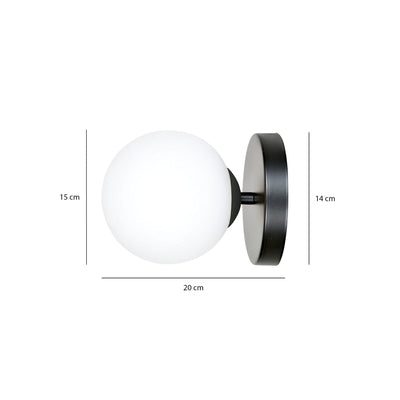 Bior vegglampe - Svart/Opal hvit-Vegglamper-Emibig-1020/K1-Lightup.no