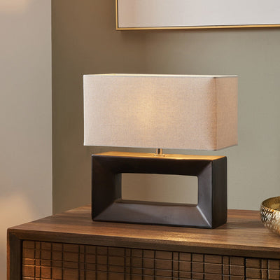 Block bordlampe 34,5 cm - Svart/Kremfarget-Bordlamper-Pacific Lifestyle-30-935-C-Lightup.no