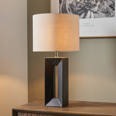 Block bordlampe 58,5 cm - Svart/Kremfarget-Bordlamper-Pacific Lifestyle-30-934-C-Lightup.no