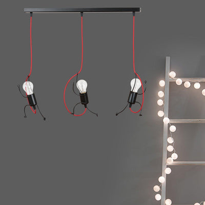 Bobi takpendel 3 lys - Svart/Rød-Takpendler-Emibig-537/3-Lightup.no