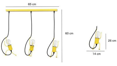 Bobi takpendel 3 lys - Svart/Rød-Takpendler-Emibig-537/3-Lightup.no