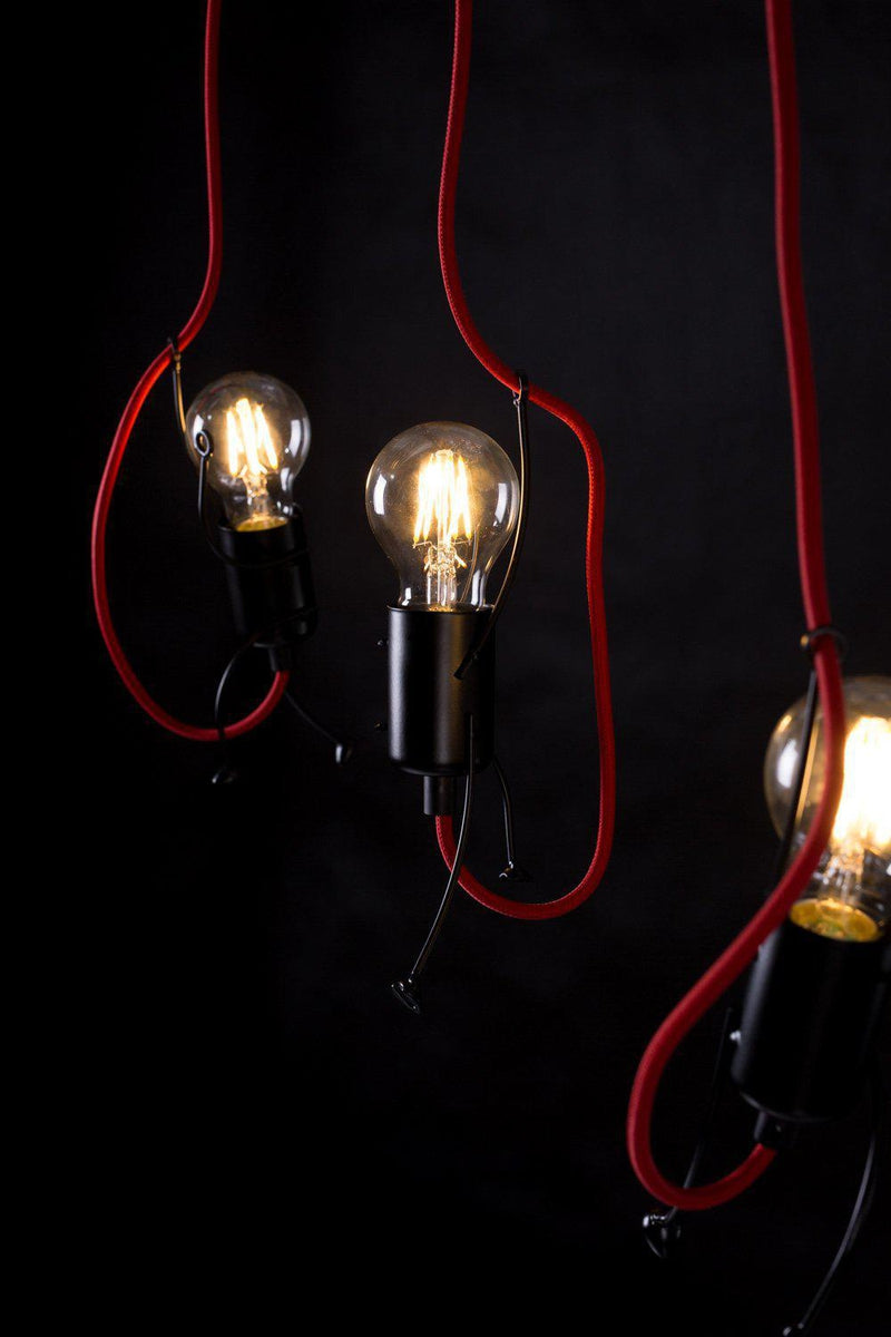 Bobi takpendel 3 lys - Svart/Rød-Takpendler-Emibig-537/3-Lightup.no
