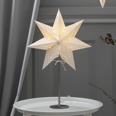 Bobo papirstjerne på fot E14 - Hvit-Julebelysning adventstjerne-Star Trading-233-50-Lightup.no