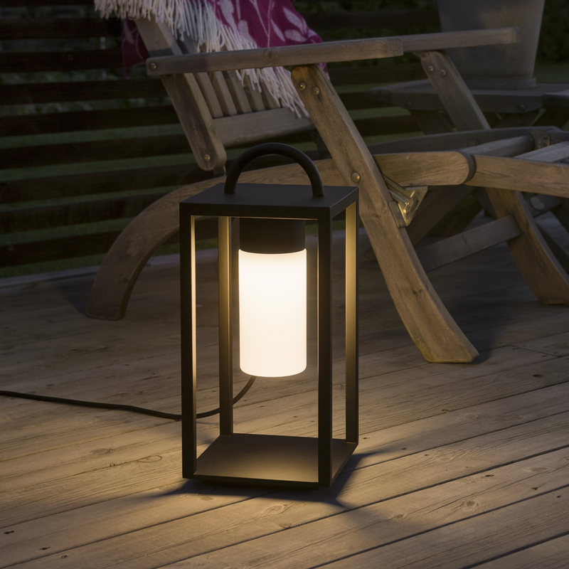 Bologna lanterne 45,5 cm - Svart/Opalhvit-Utebelysning Hagebelysning-Konstsmide-7530-750-Lightup.no