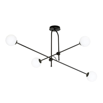 Borg 4 taklampe - Svart/Opal hvit-Taklamper-Emibig-1010/4-Lightup.no