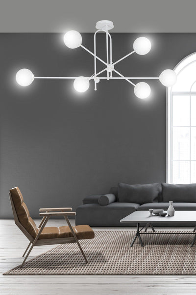 Borg 6 taklampe - Hvit/Opal hvit-Taklamper-Emibig-1011/6-Lightup.no