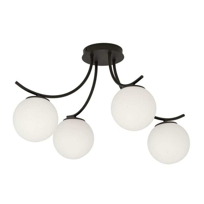 Boston taklampe 4 lys - Svart/Opal-Taklamper-Emibig-1109/4-Lightup.no
