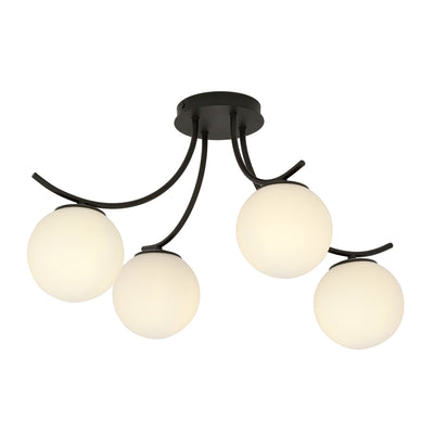 Boston taklampe 4 lys - Svart/Opal-Taklamper-Emibig-1109/4-Lightup.no