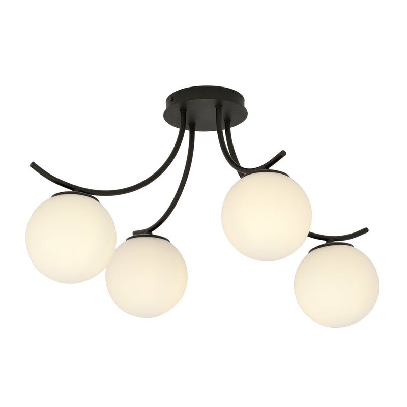 Boston taklampe 4 lys - Svart/Opal-Taklamper-Emibig-1109/4-Lightup.no