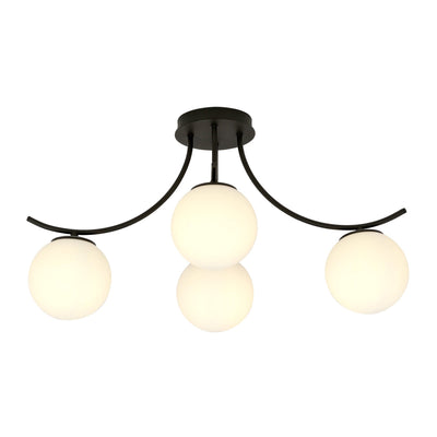 Boston taklampe 4 lys - Svart/Opal-Taklamper-Emibig-1109/4-Lightup.no