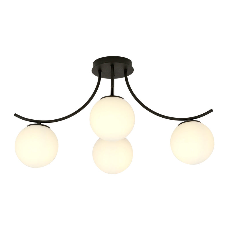 Boston taklampe 4 lys - Svart/Opal-Taklamper-Emibig-1109/4-Lightup.no