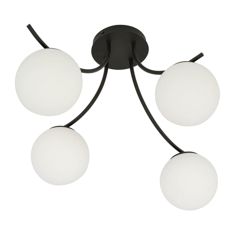 Boston taklampe 4 lys - Svart/Opal-Taklamper-Emibig-1109/4-Lightup.no