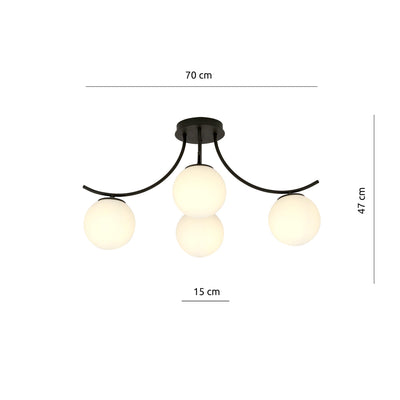 Boston taklampe 4 lys - Svart/Opal-Taklamper-Emibig-1109/4-Lightup.no