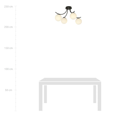 Boston taklampe 4 lys - Svart/Opal-Taklamper-Emibig-1109/4-Lightup.no