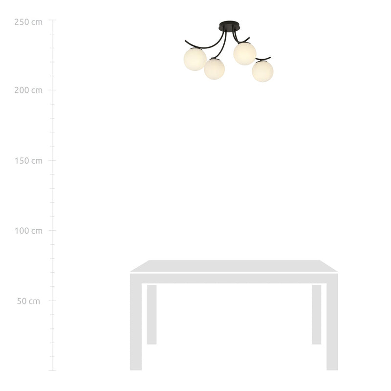 Boston taklampe 4 lys - Svart/Opal-Taklamper-Emibig-1109/4-Lightup.no