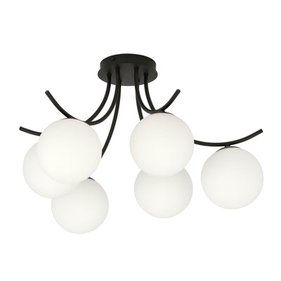 Boston taklampe 6 lys - Svart/Opal-Taklamper-Emibig-1109/6-Lightup.no