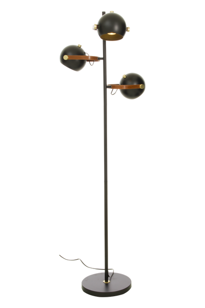 Bow gulvlampe m/3 lampehoder - Svart/Brun-Gulvlamper-Aneta Lighting-69803-15-Lightup.no