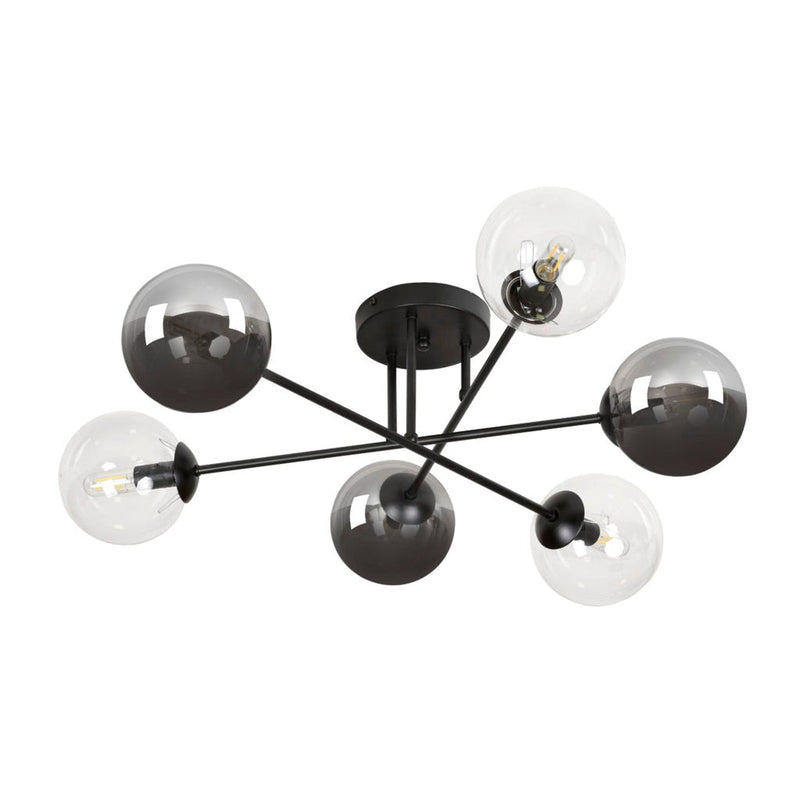 Brendi rund taklampe 6 lys - Svart/Klar/Røykfarget-Taklamper-Emibig-834/6B3-Lightup.no