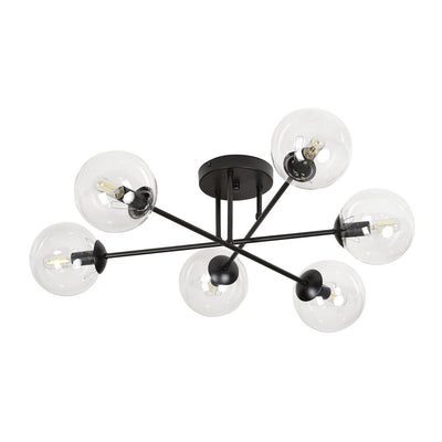 Brendi rund taklampe 6 lys - Svart/Klart glass-Taklamper-Emibig-831/6B-Lightup.no