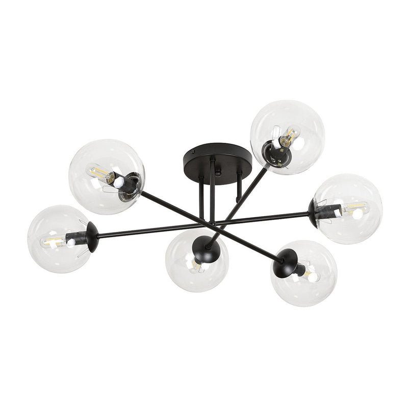 Brendi rund taklampe 6 lys - Svart/Klart glass-Taklamper-Emibig-831/6B-Lightup.no