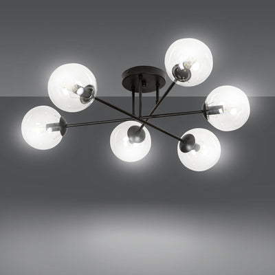 Brendi rund taklampe 6 lys - Svart/Klart glass-Taklamper-Emibig-831/6B-Lightup.no
