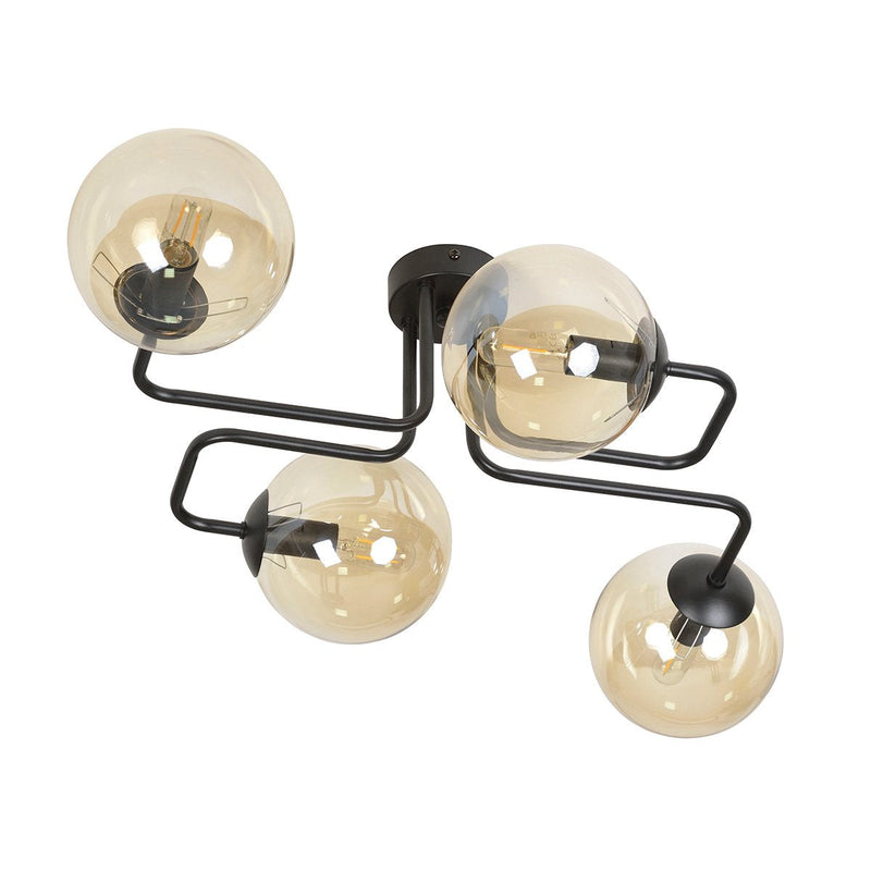 Brendi taklampe 4 lys - Svart/Amberfarget-Taklamper-Emibig-833/4-Lightup.no
