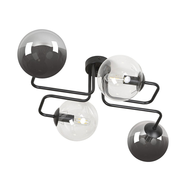 Brendi taklampe 4 lys - Svart/Klar/Røykfarget-Taklamper-Emibig-843/4M2-Lightup.no