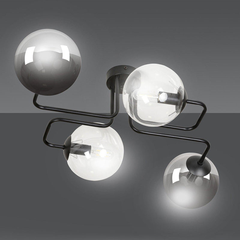 Brendi taklampe 4 lys - Svart/Klar/Røykfarget-Taklamper-Emibig-843/4M2-Lightup.no