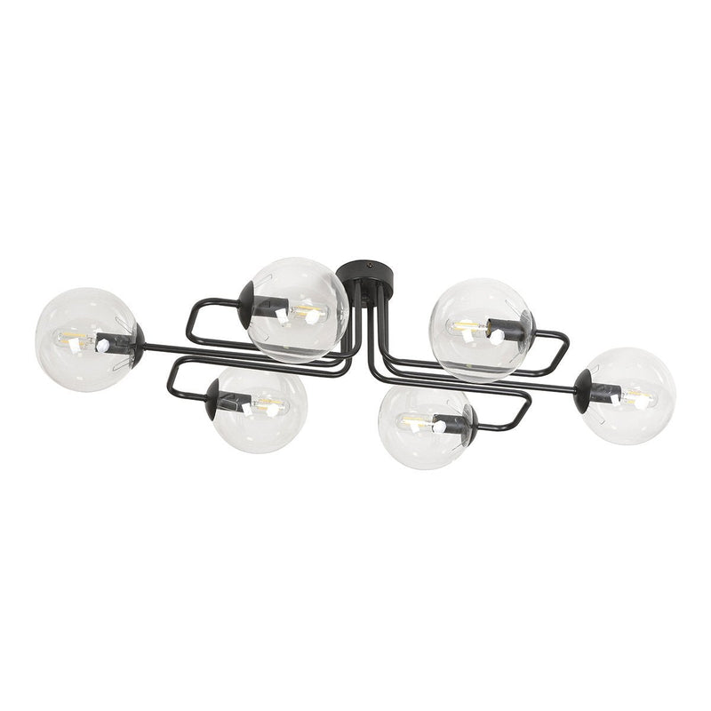 Brendi taklampe 6 lys - Svart/Klart glass-Taklamper-Emibig-831/6A-Lightup.no
