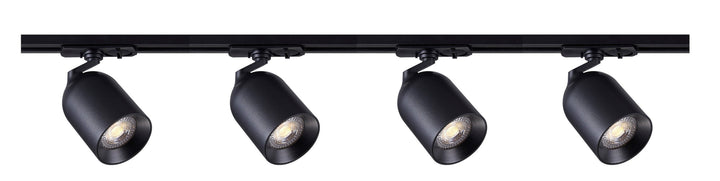 Bullet 2 meter spottskinne med 4 spotter 1T GU10 - Svart-Spotskinner 230V-NorDesign-Svart-389560205+389561205+389561305+785490105-Lightup.no