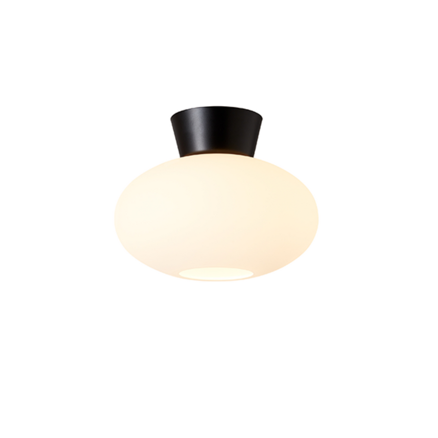 Bullo 27 cm taklampe - Matt svart/Opalhvitt glass-Taklamper-Belid-223607389-Lightup.no