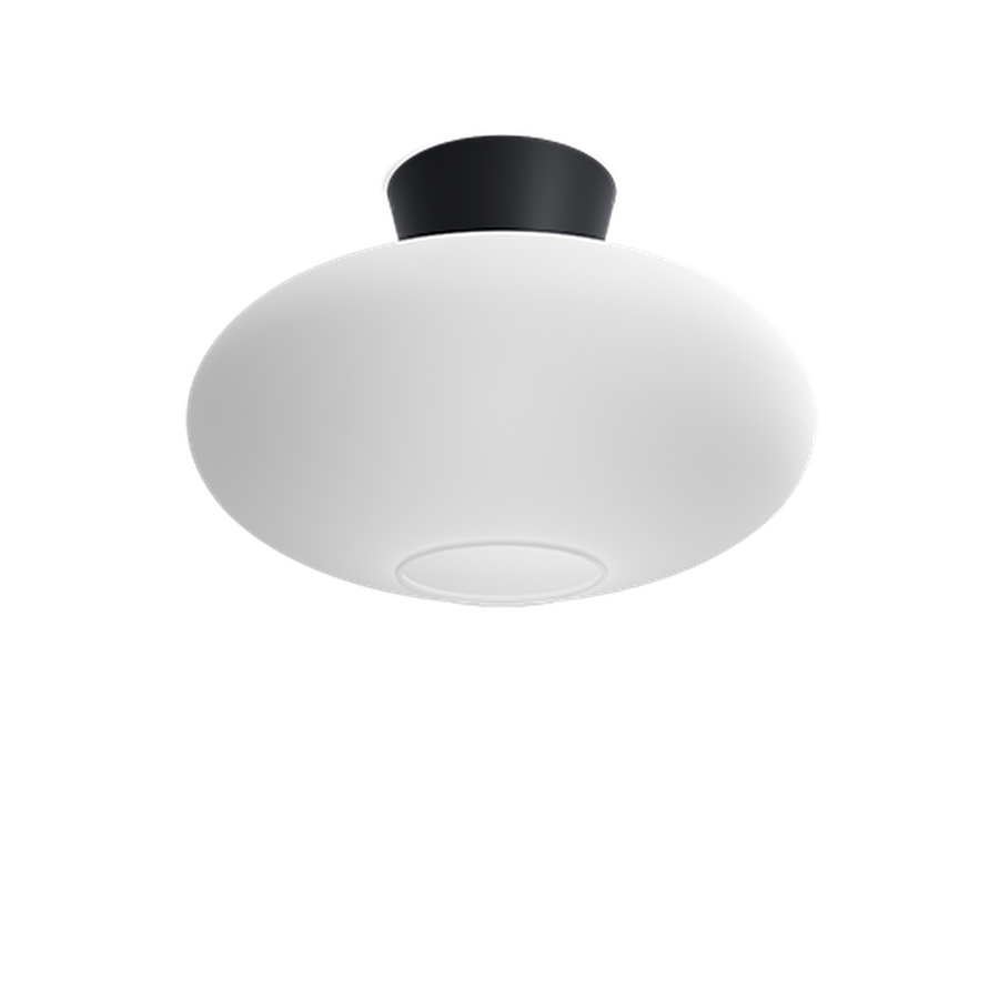 Bullo taklampe XL 38 cm IP21 - Mattsvart/Opal glass-Taklamper-Belid-226507389-Lightup.no
