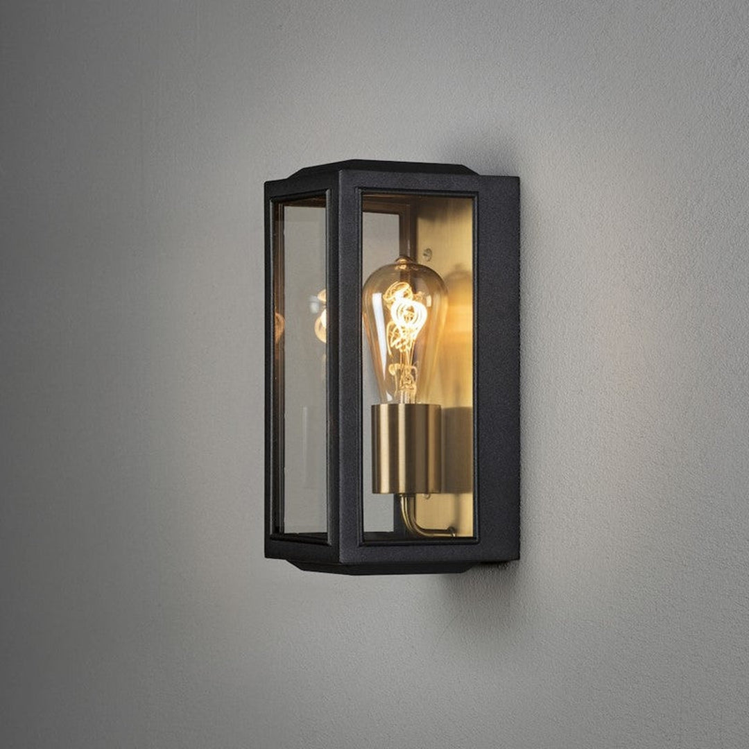Carpi vegglampe utendørs H30 cm IP44 - Svart/Messing-Utebelysning vegg veggskjold-Konstsmide-Svart / Messing-7348-758-Lightup.no
