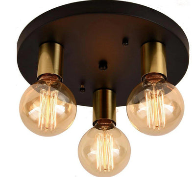 Catania rund taklampe 3-lys - Svart farge med patinert messing detaljer-Taklamper-Scanlight-169266-Lightup.no