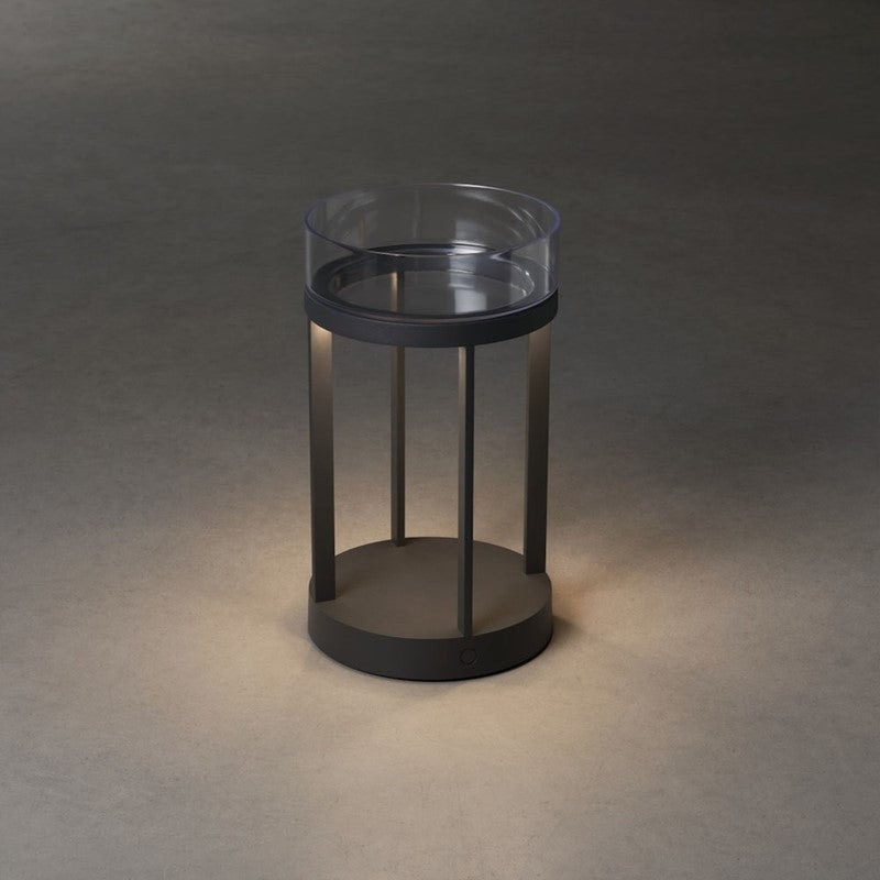 Chieti lanterne bord/gulv 25 cm IP54 oppladbar - Grå-Utebelysning Hagebelysning-Konstsmide-7821-300-Lightup.no