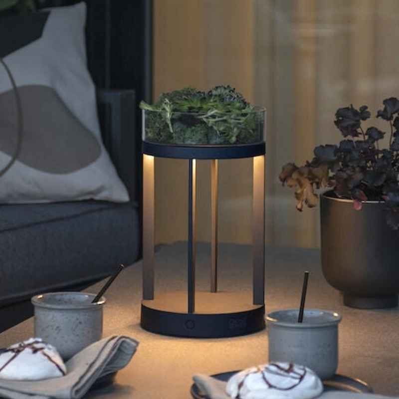 Chieti lanterne bord/gulv 25 cm IP54 oppladbar - Svart-Utebelysning Hagebelysning-Konstsmide-7821-750-Lightup.no