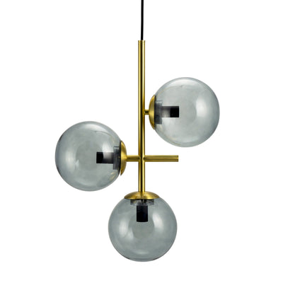 Como takpendel 3 lys - Messing/Røykfarget kuppel-Takpendler-Dyberg Larsen-DL-8142-Lightup.no