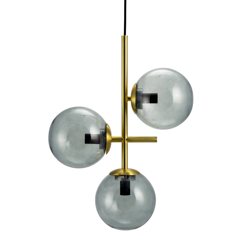 Como takpendel 3 lys - Messing/Røykfarget kuppel-Takpendler-Dyberg Larsen-DL-8142-Lightup.no