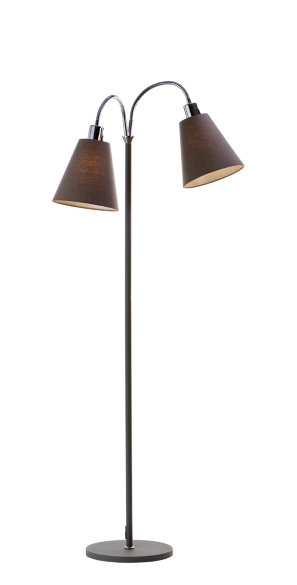 Connie gulvlampe 2 lys med lampeskjerm - Stål/Grå-Gulvlamper-Ms - belysning-504129+683414-Lightup.no