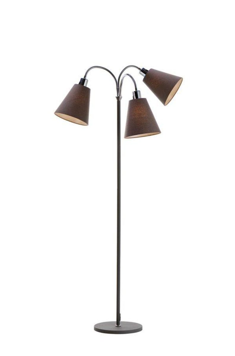 Connie gulvlampe 3 lys med lampeskjerm - Stål/Grå-Gulvlamper-Ms - belysning-504229+683414-Lightup.no