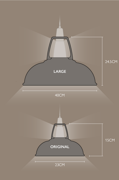 Coolicon Large 1933 Design takpendel E27 - Original Grey - Messing oppheng-Takpendler-Coolicon-CL02-GRY+SK02-E27-BRS-Lightup.no
